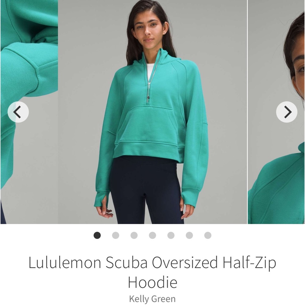 XS/S HALF ZIP UP LULULEMON SCUBA HOODIE IN THE COLOR KELLY GREEN